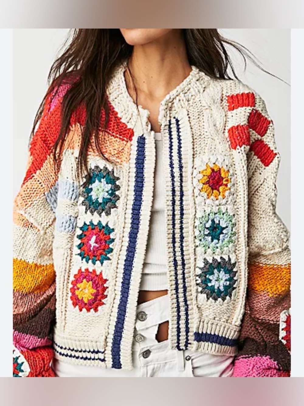 FREE PEOPLE X SAACHI CLEAR SKIES CARDI sweater M